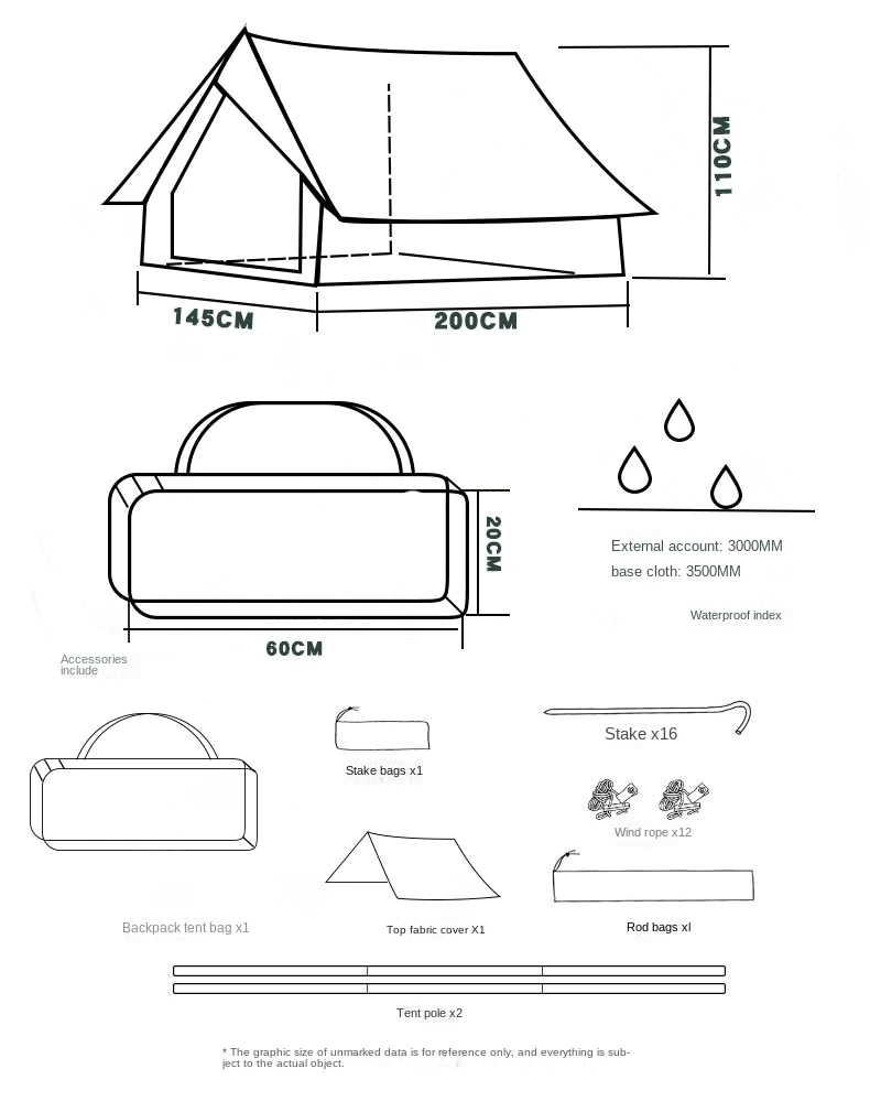 Cheap Goat Tents Outdoor Camping Retro Tent 2 Person Self Driving Camping Protection against Heavy Rain Cabin Type A  Shaped Tent Oxford Cloth   
